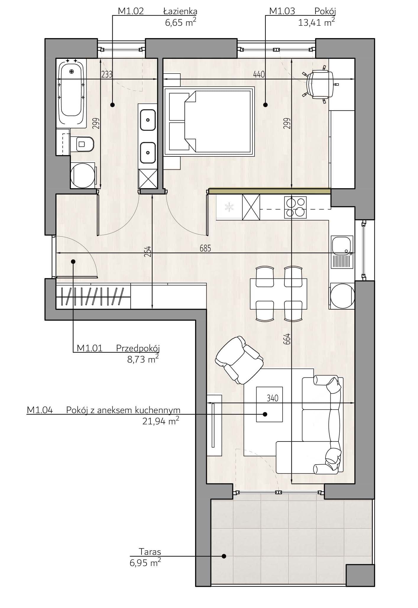 Mieszkanie b1 Apartamenty Podlesie w Gliwicach, dzielnica Podlesie