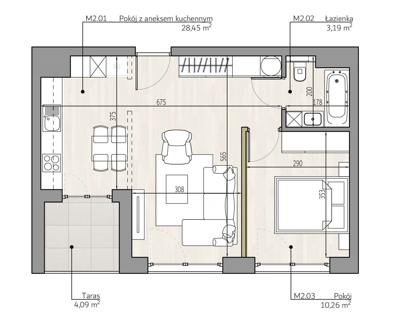 Mieszkanie b2 Apartamenty Podlesie w Gliwicach, dzielnica Podlesie