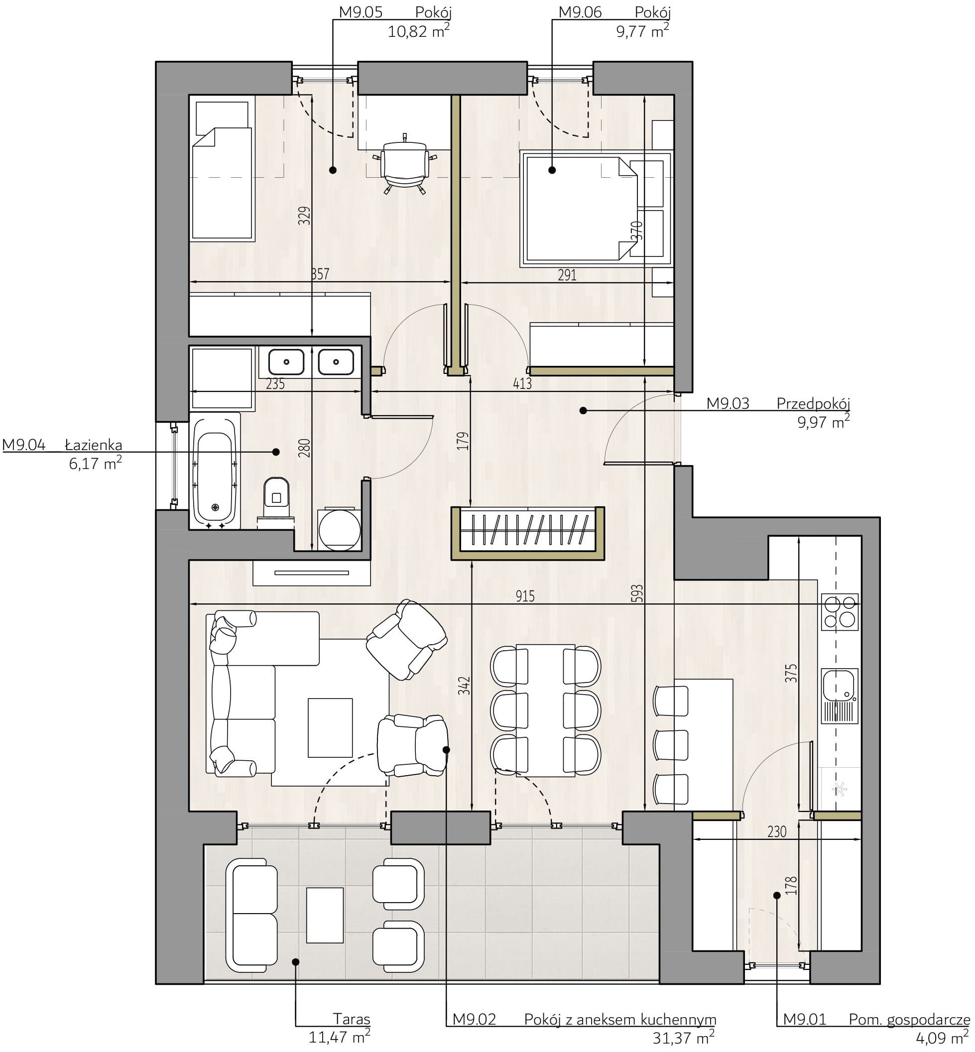 Mieszkanie c9 Apartamenty Podlesie w Gliwicach, dzielnica Podlesie